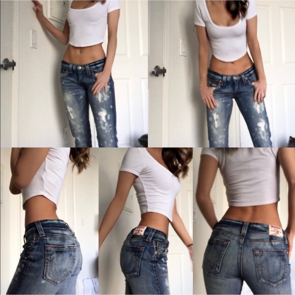 Size 24 True Religion Distressed Girlfriend Jeans